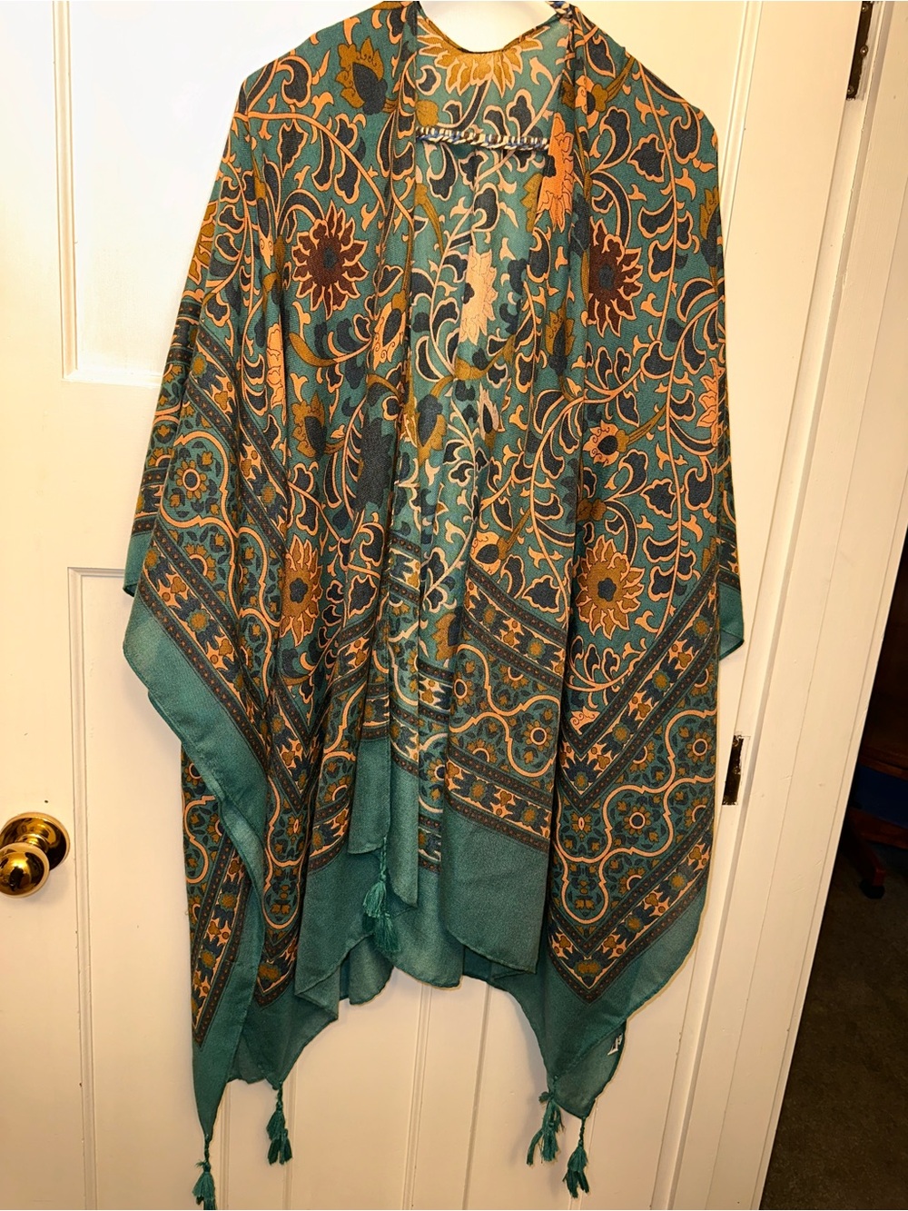 ⭐️ Boho Floral Teal and Mustard Batwing Shawl Wrap